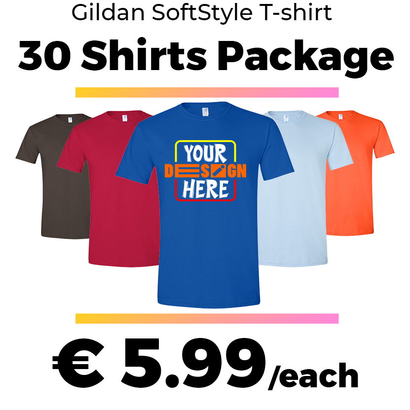 30 Gildan SoftStyle® T-shirts Package Deal